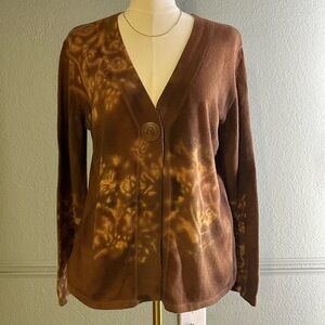 J.Jill Brown Tie-Dye Cardigan - SIZE LARGE (PETITE)